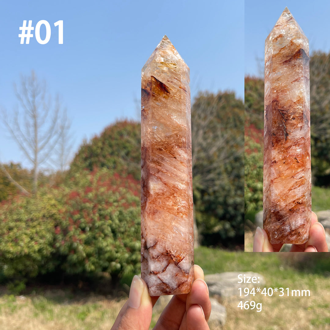 Unique,Natural Fire Quartz Crystal Point