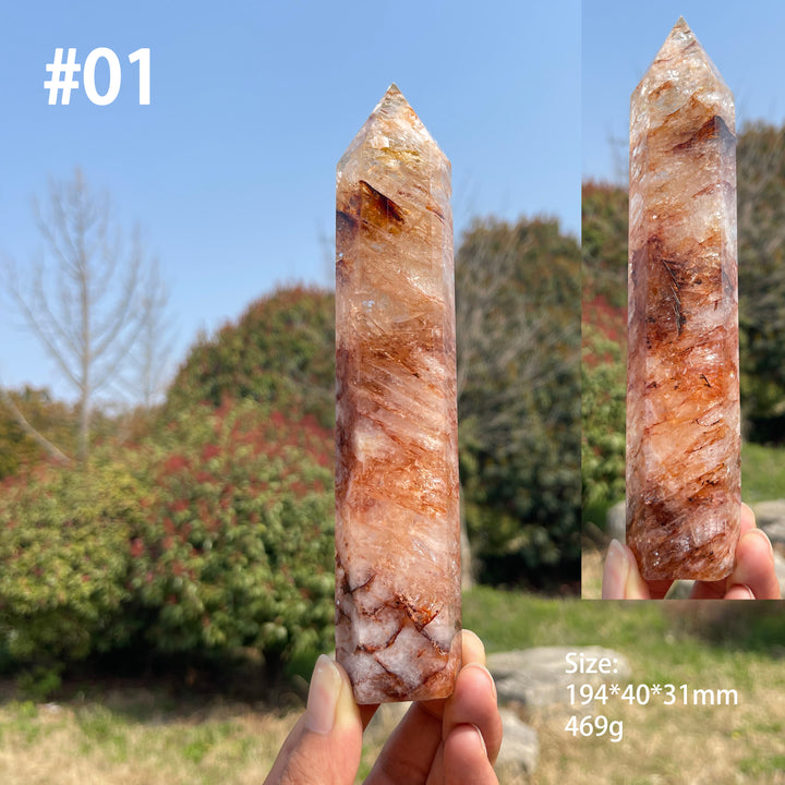 Unique,Natural Fire Quartz Crystal Point