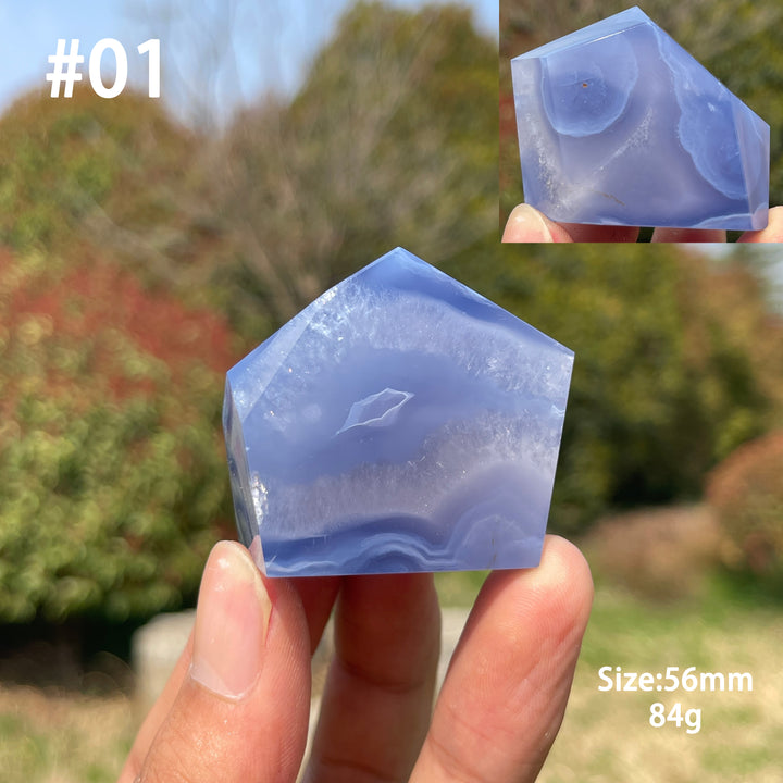 Unique, Natural Crystal Top Blue Agate Freeform