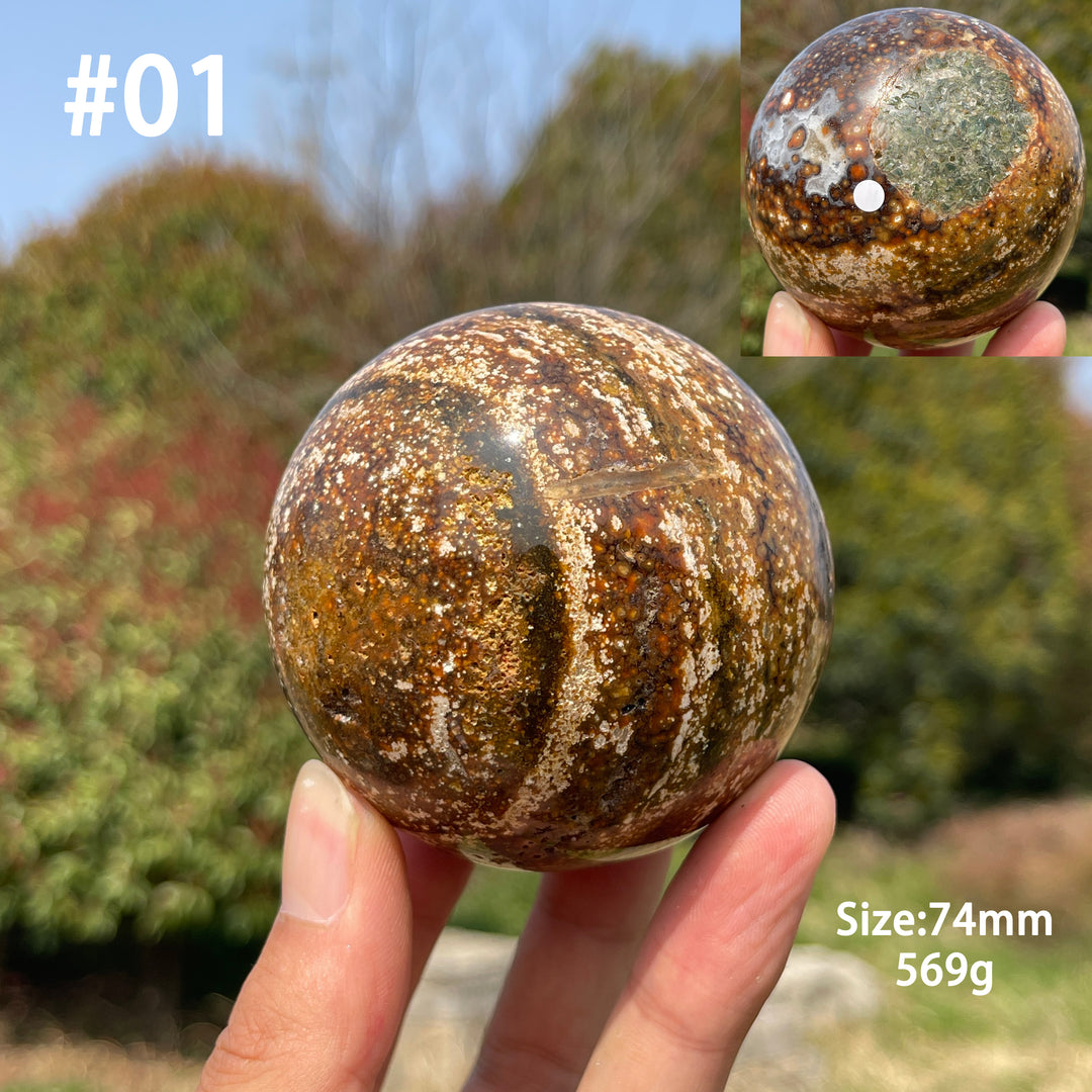 Unique,A Slightly Imperfect Crystal Natural Ocean Jasper Sphere