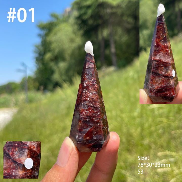 Unique,A Slightly Imperfect Natural Fire Quartz Diamond Tower