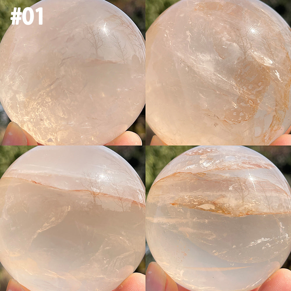 Unique,Natural Crystal Fire Quartz Sphere