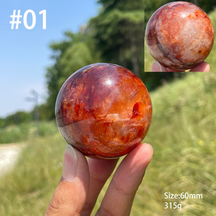 Unique,Natural Warm Fire Quartz Crystal Sphere