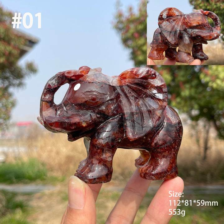 Unique,A Slightly Imperfect Natural Crystal Fire Quartz Elephant