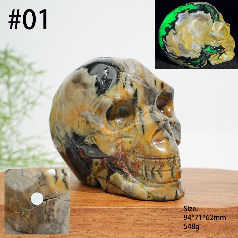 Unique,A Slightly Imperfect Natural Crystal Volcanic Agate Skull Carving