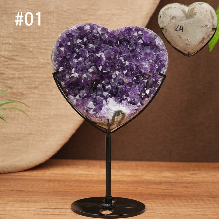 Unique, Natural Amethyst Cluster Heart Ornament