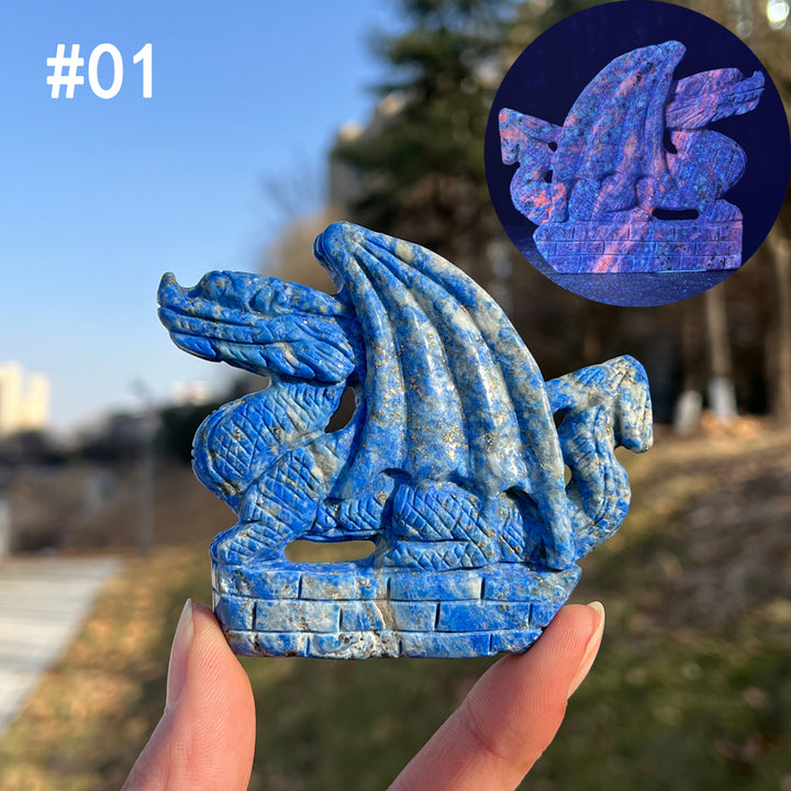 Unique,Natural Crystal Carving Lapis Lazuli Dragon