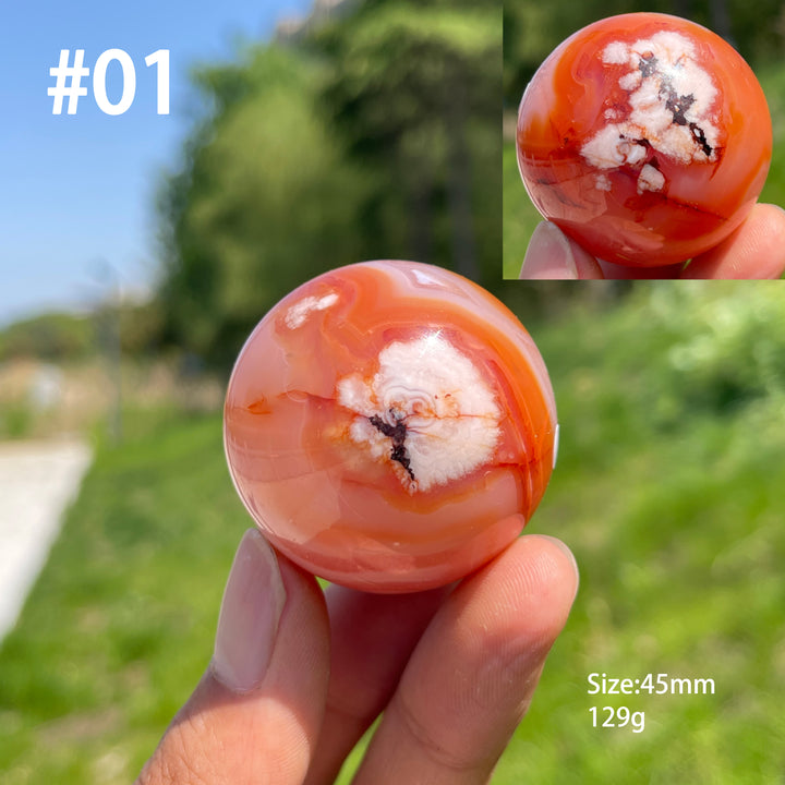 Unique,A Slightly Imperfect Natural Crystal Pink Flower Agate Sphere