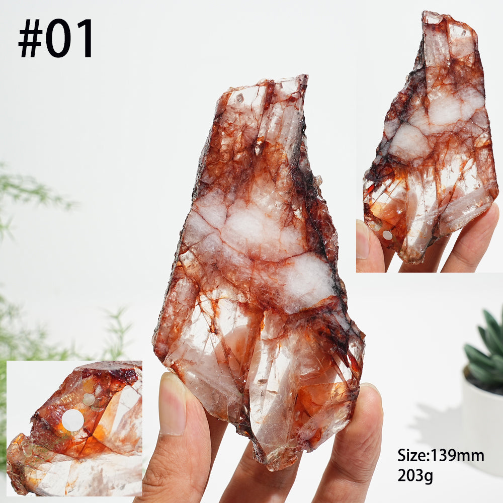 Unique,A Slightly Imperfect Natural Vibrant Fire Quartz Slice