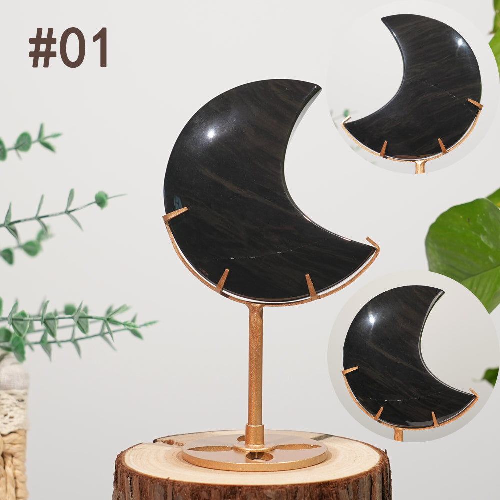 Unique,Natural Crystal Rainbow Obsidian Moon