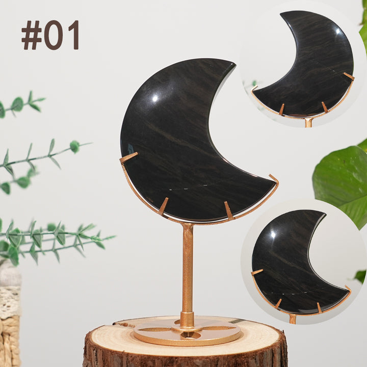 Unique,Natural Crystal Rainbow Obsidian Moon