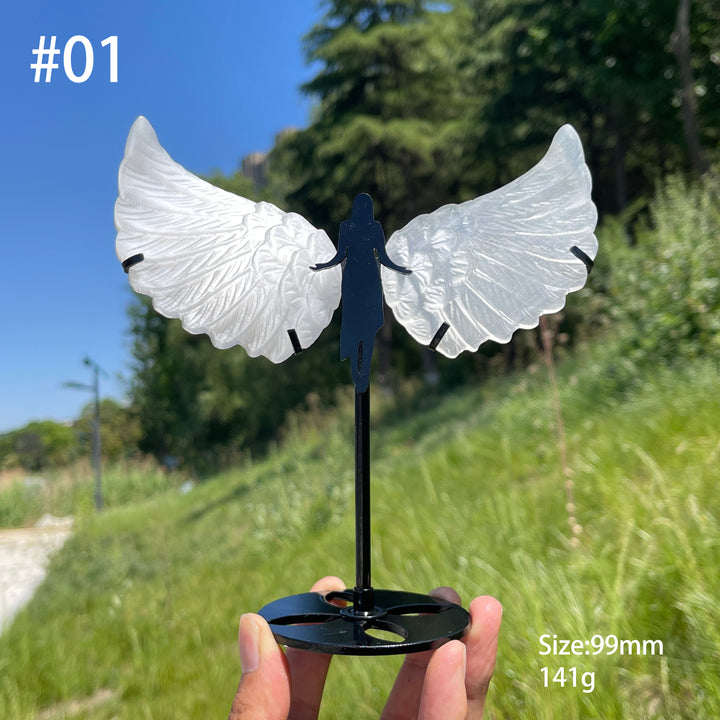 Unique,A Slightly Imperfect Natural Crystal Selenite Angel Wings Carving
