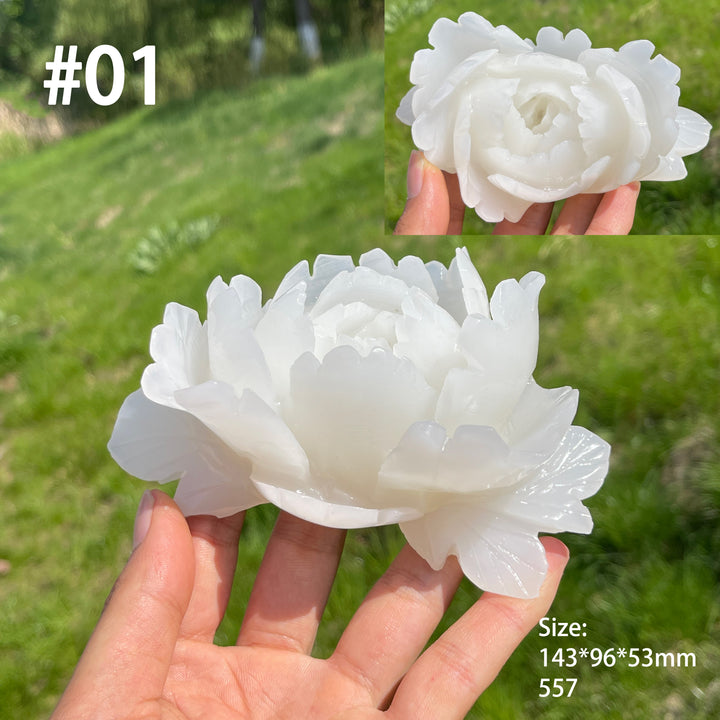 Unique,Natural Crystal Afghanistan Jade Peony Carving