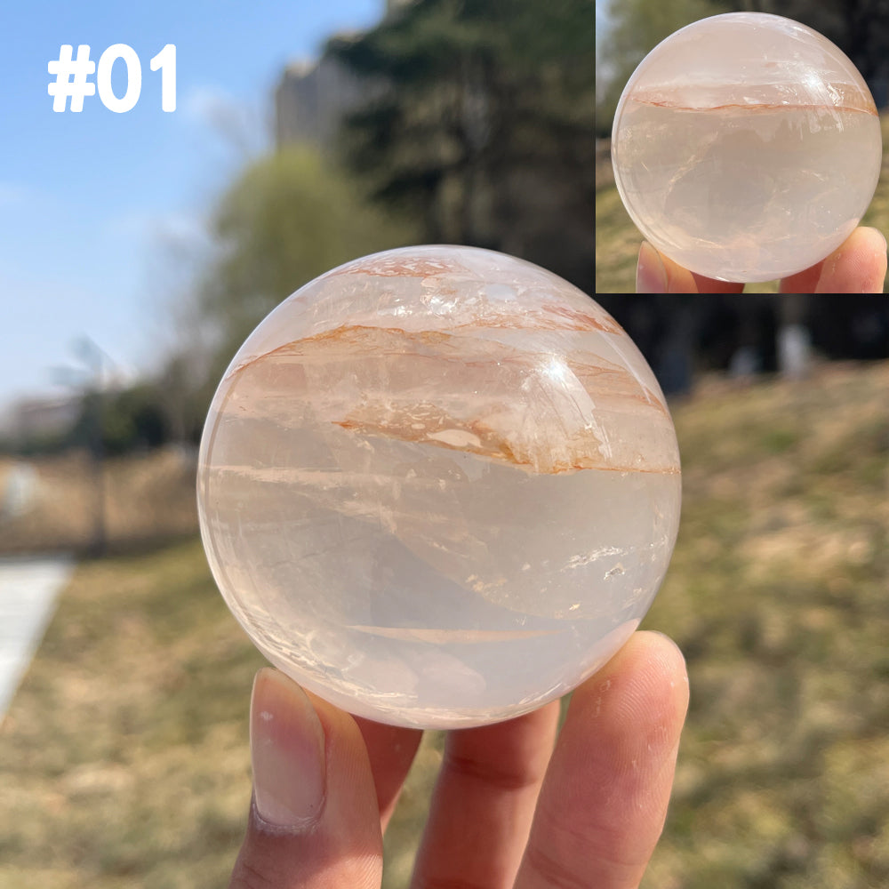 Unique,Natural Crystal Fire Quartz Sphere