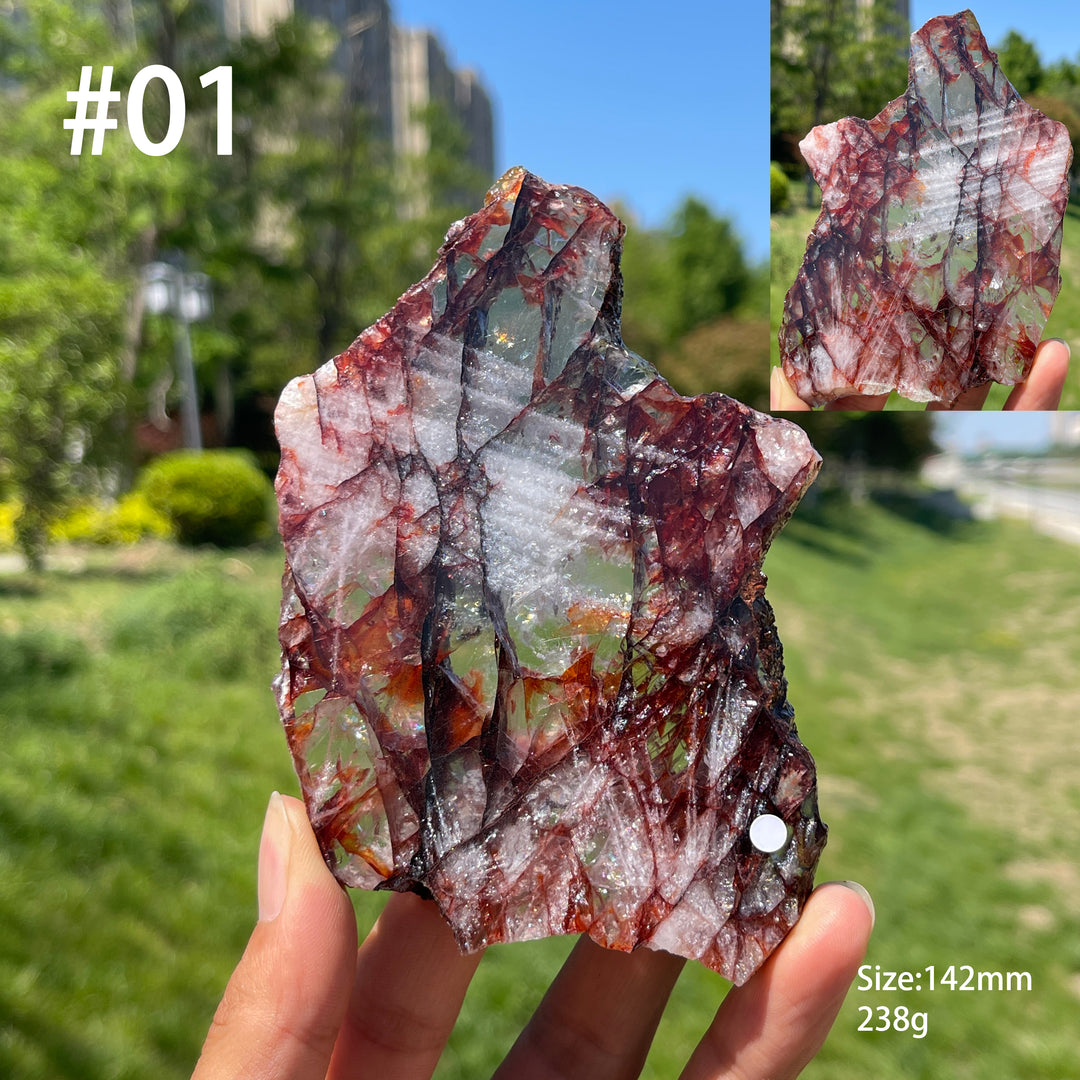 Unique,A Slightly Imperfect Natural Crystal Fire Quartz Slice