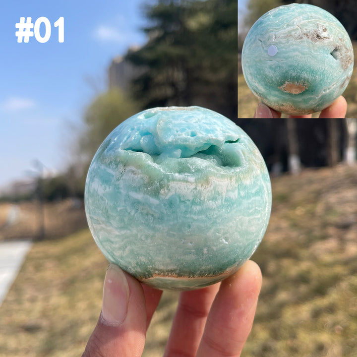 Unique,Imperfect Natural Crystal Hemimorphite Sphere