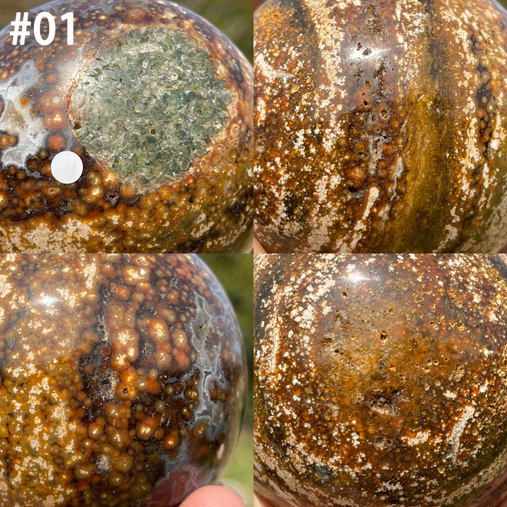 Unique,A Slightly Imperfect Crystal Natural Ocean Jasper Sphere