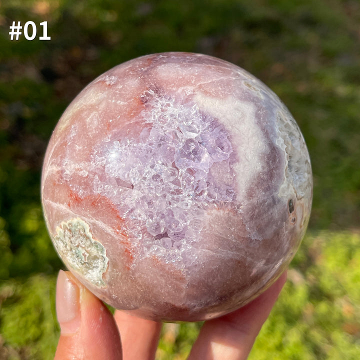 Unique,Natural Crystal Pink Amethyst Sphere