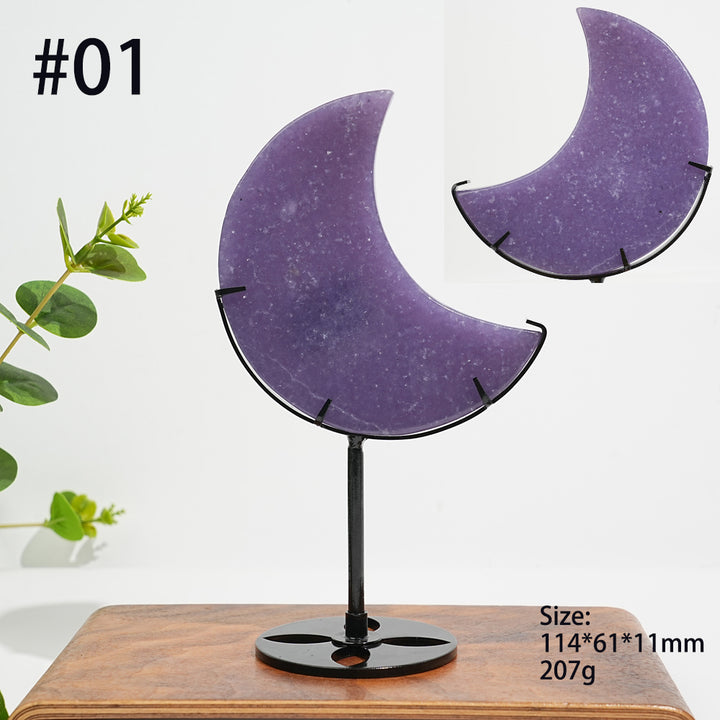 Unique,Natural Lepidolite Moon With Stand