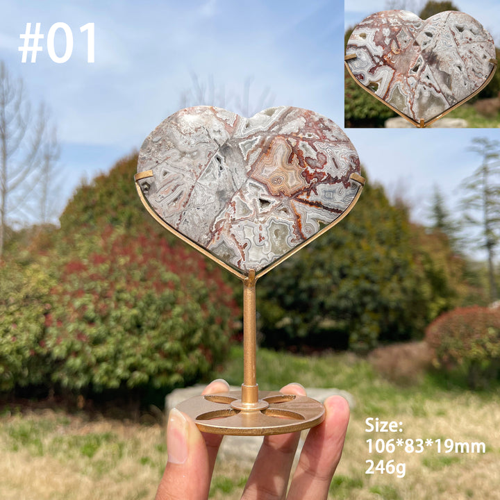 Unique,A Slightly Imperfect Natural Crystal Mexican Agate Heart
