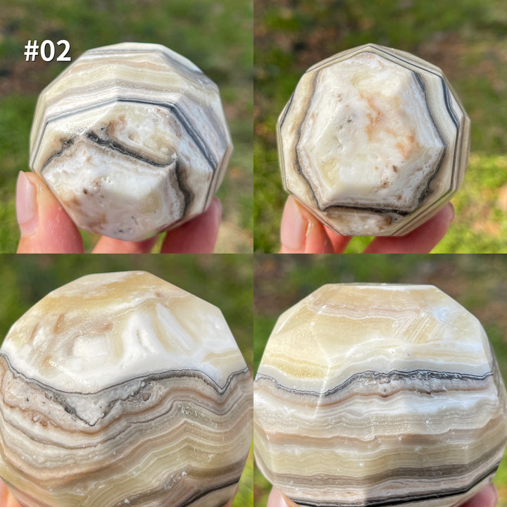Unique,Natural Crystal Mexican Calcite Faceted Sphere