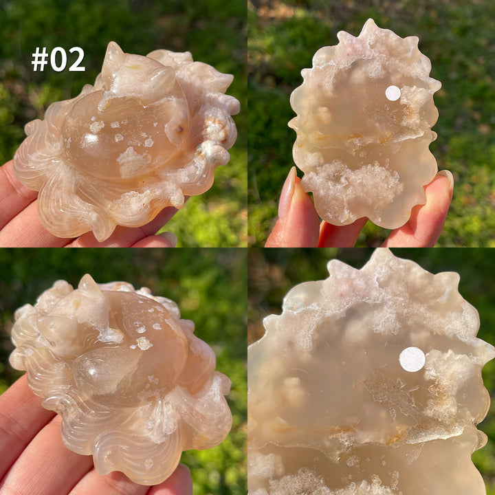 Unique,Natural Crystal Flower Agate Nine-Tailed Fox