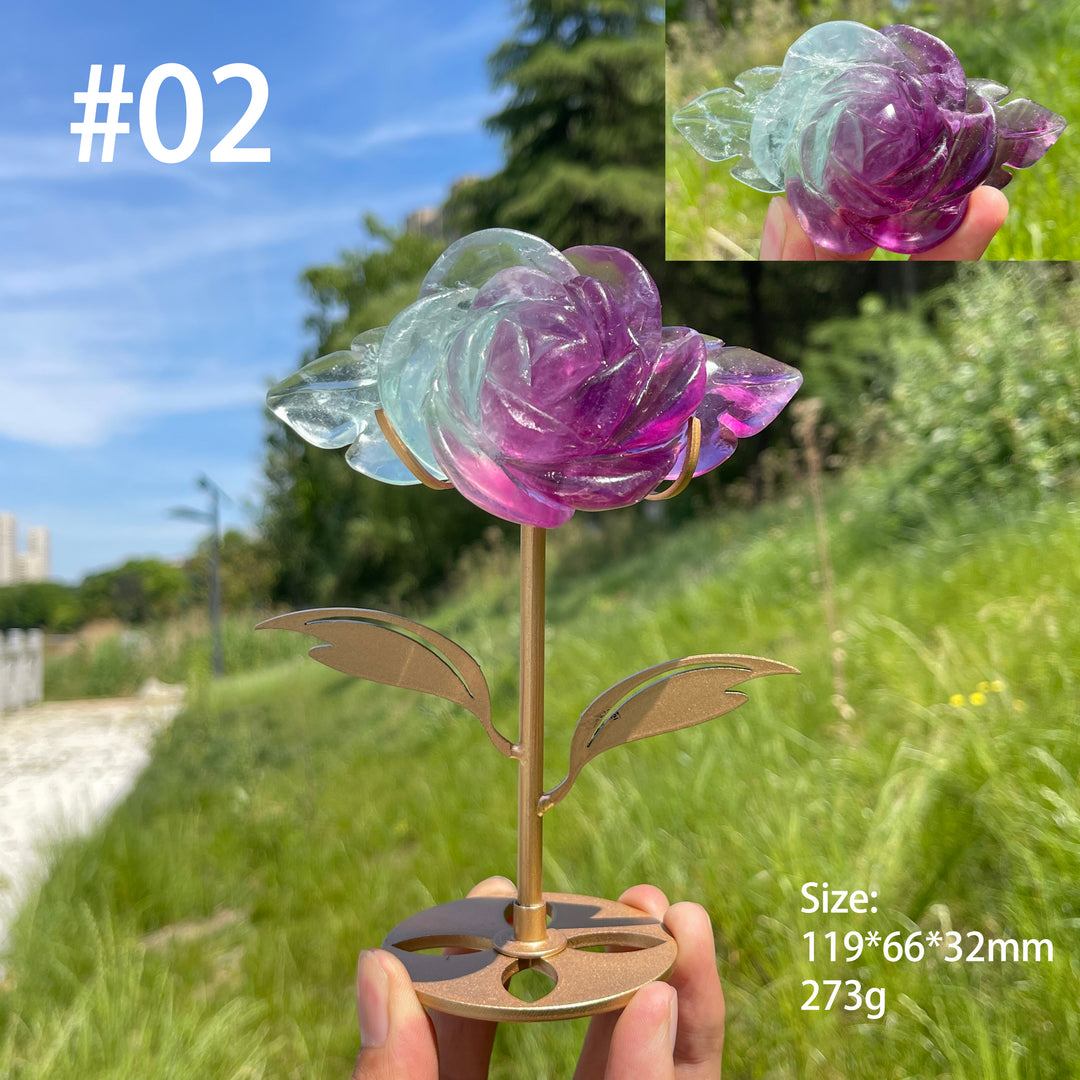 Unique,Natural Fluorite Rose Carving