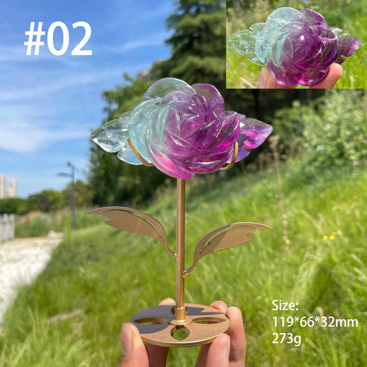 Unique,Natural Fluorite Rose Carving