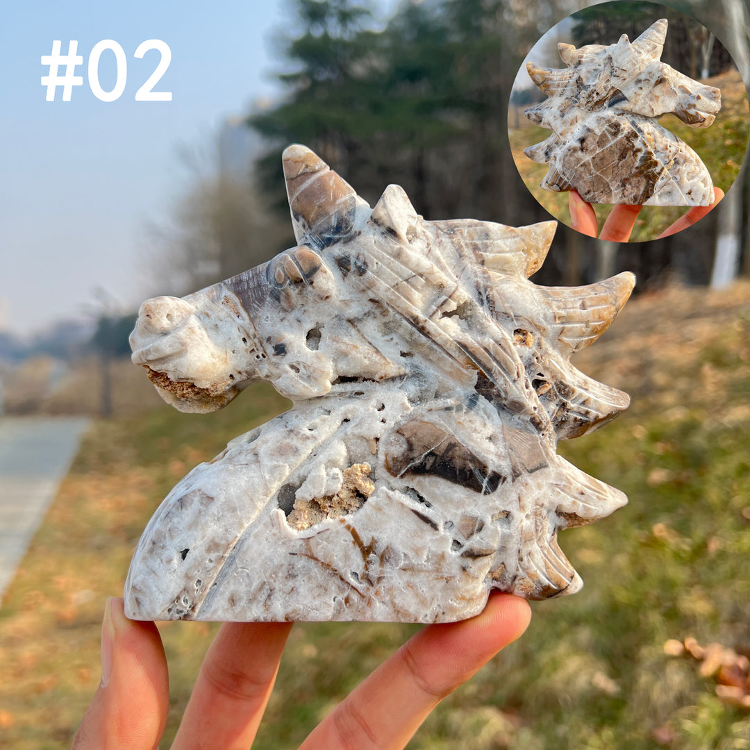 Unique,Natural Crystal Carving Agate Geode Unicorn