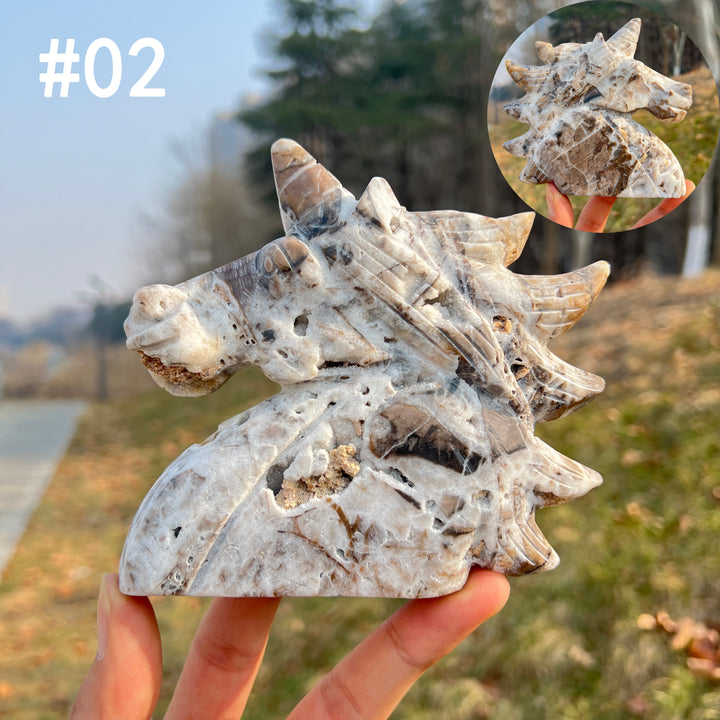 Unique,Natural Crystal Carving Agate Geode Unicorn