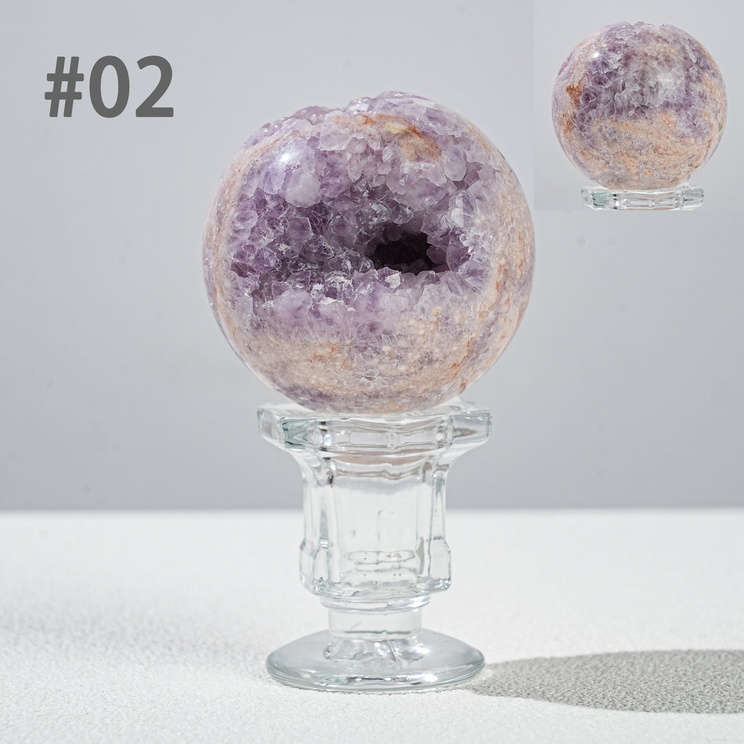 Natural Amethyst  Flower Agate Sphere