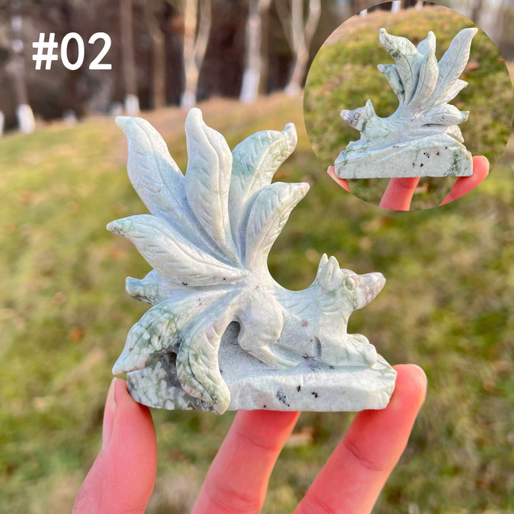 Unique,Natural Crystal Carving Nine-Tailed Fox