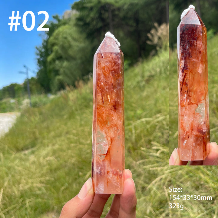 Unique,Natural Warm Fire Quartz Crystal Point