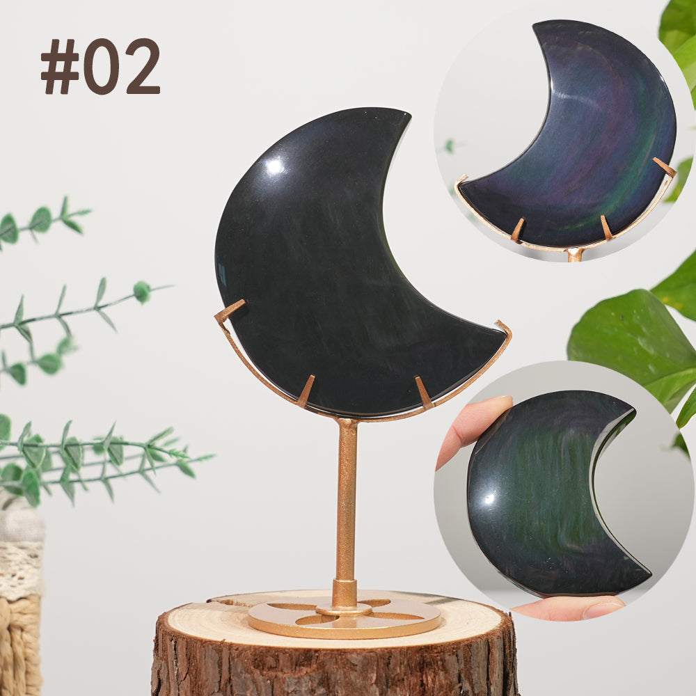 Unique,Natural Crystal Rainbow Obsidian Moon