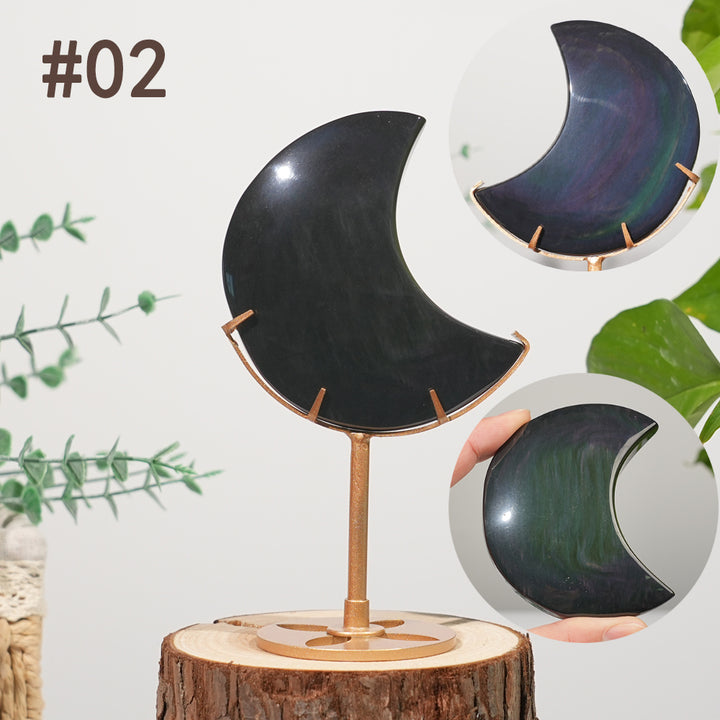 Unique,Natural Crystal Rainbow Obsidian Moon
