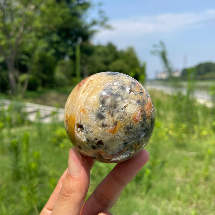 Unique, Natural Crystal Crazy Agate Sphere