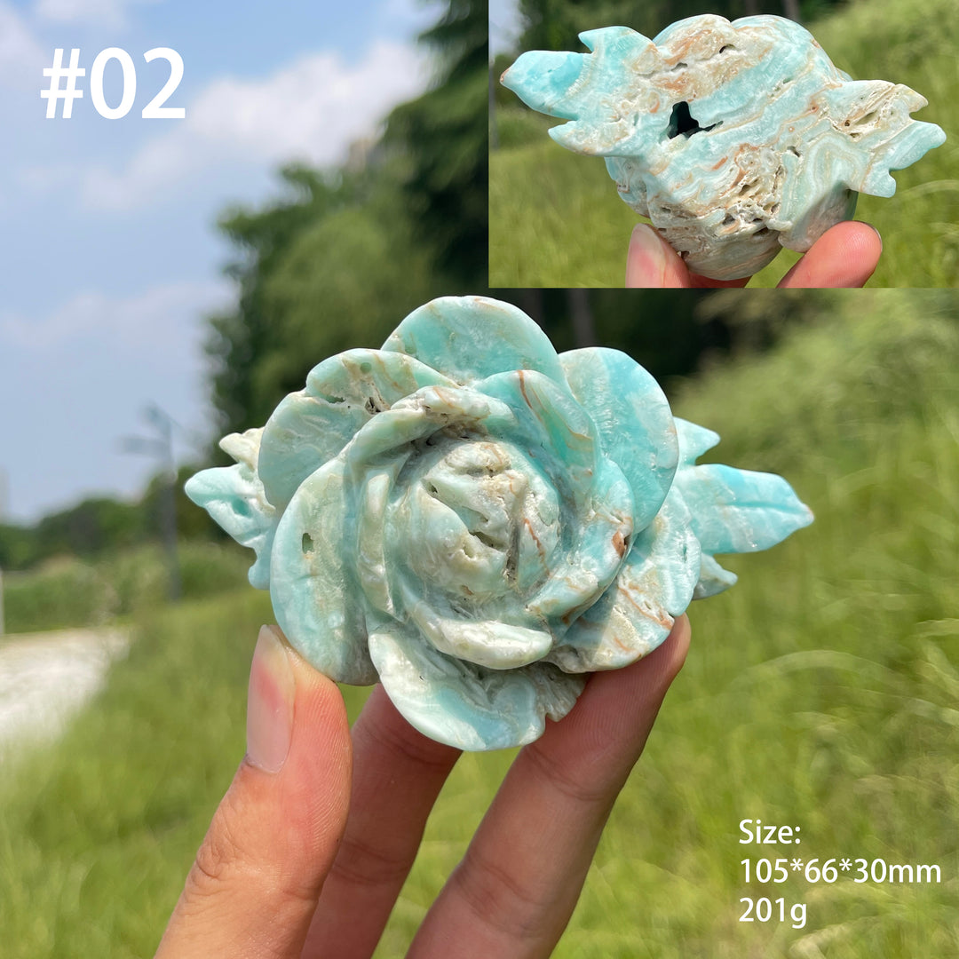 Unique,Natural Serene Hemimorphite Peony Flower Carving
