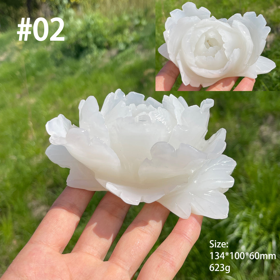 Unique,Natural Crystal Afghanistan Jade Peony Carving