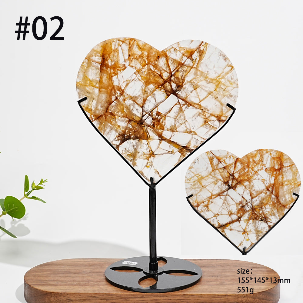 Unique,Natural Crystal Warm Golden Healer Heart