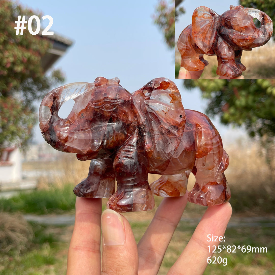 Unique,A Slightly Imperfect Natural Crystal Fire Quartz Elephant