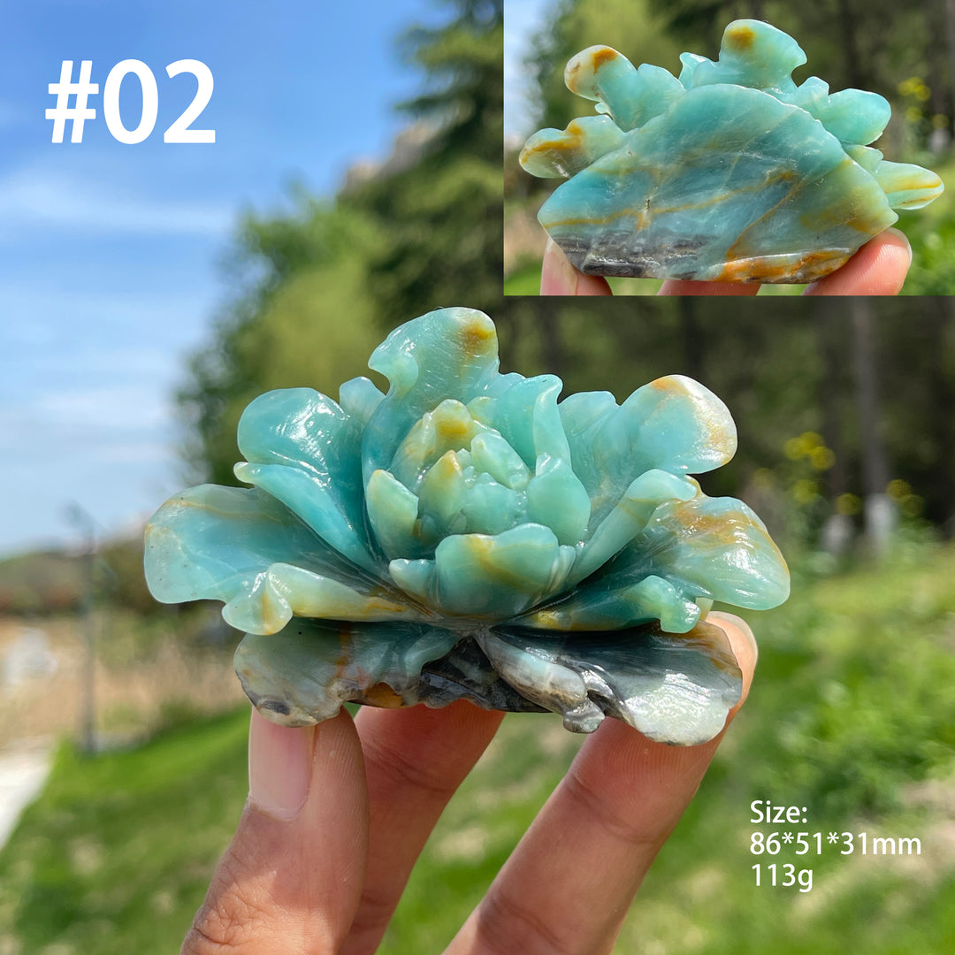Unique,Natural Crystal Peony Flower Carving