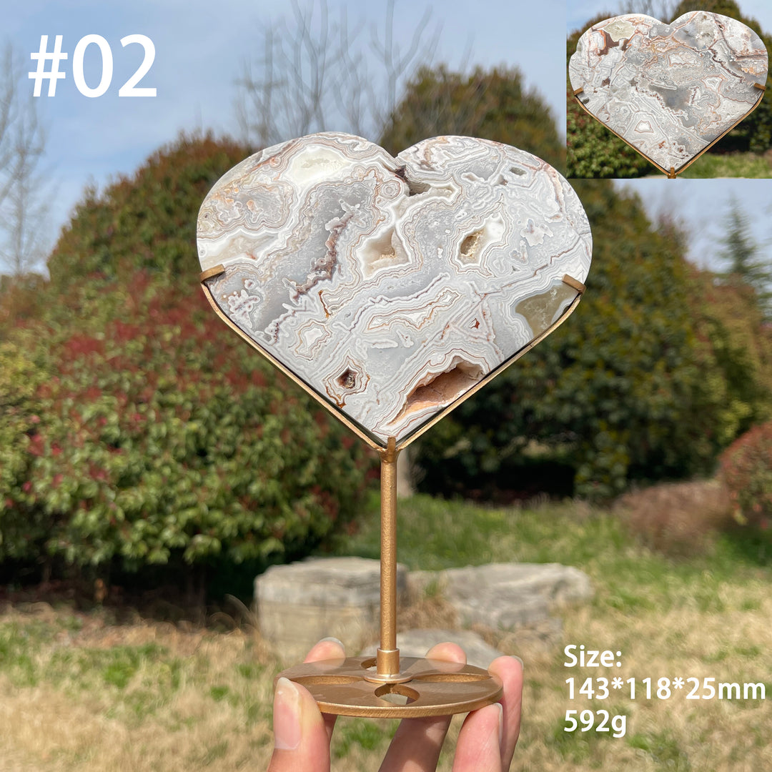 Unique,A Slightly Imperfect Natural Crystal Mexican Agate Heart