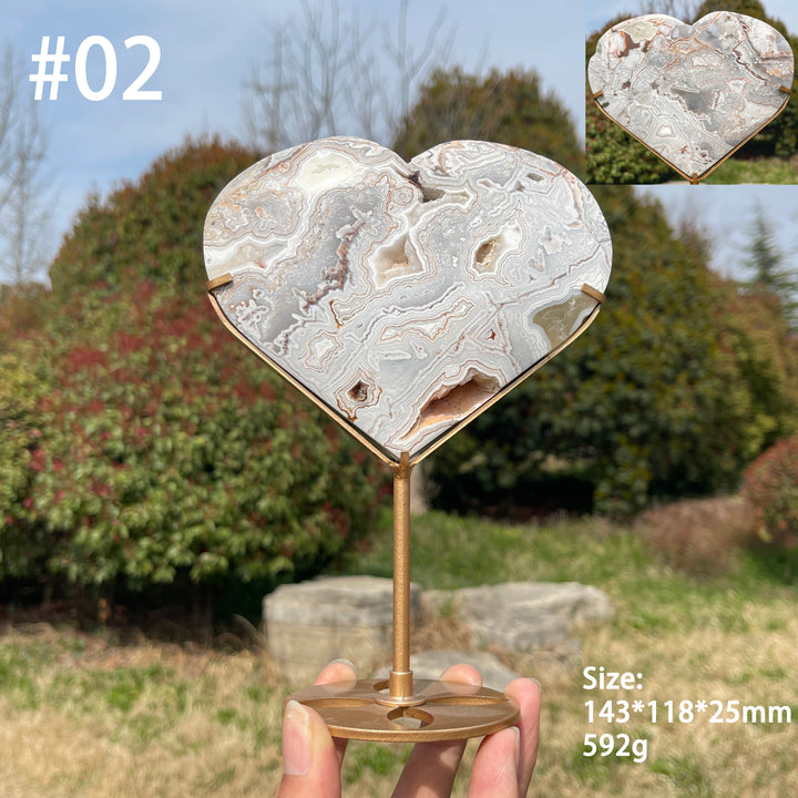 Unique,A Slightly Imperfect Natural Crystal Mexican Agate Heart