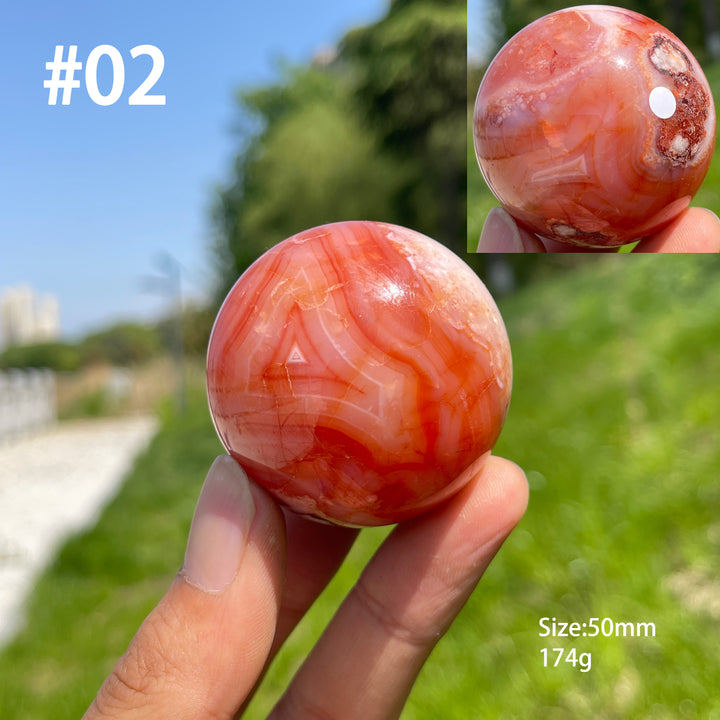 Unique,A Slightly Imperfect Natural Crystal Pink Flower Agate Sphere