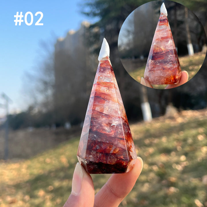 Unique,Natural Crystal Fire Quartz Diamond Tower