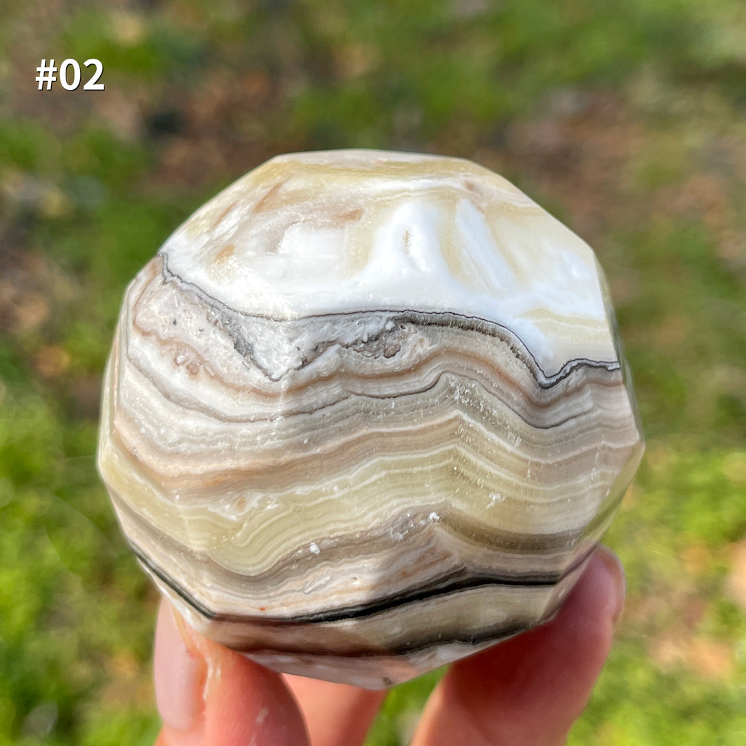 Unique,Natural Crystal Mexican Calcite Faceted Sphere