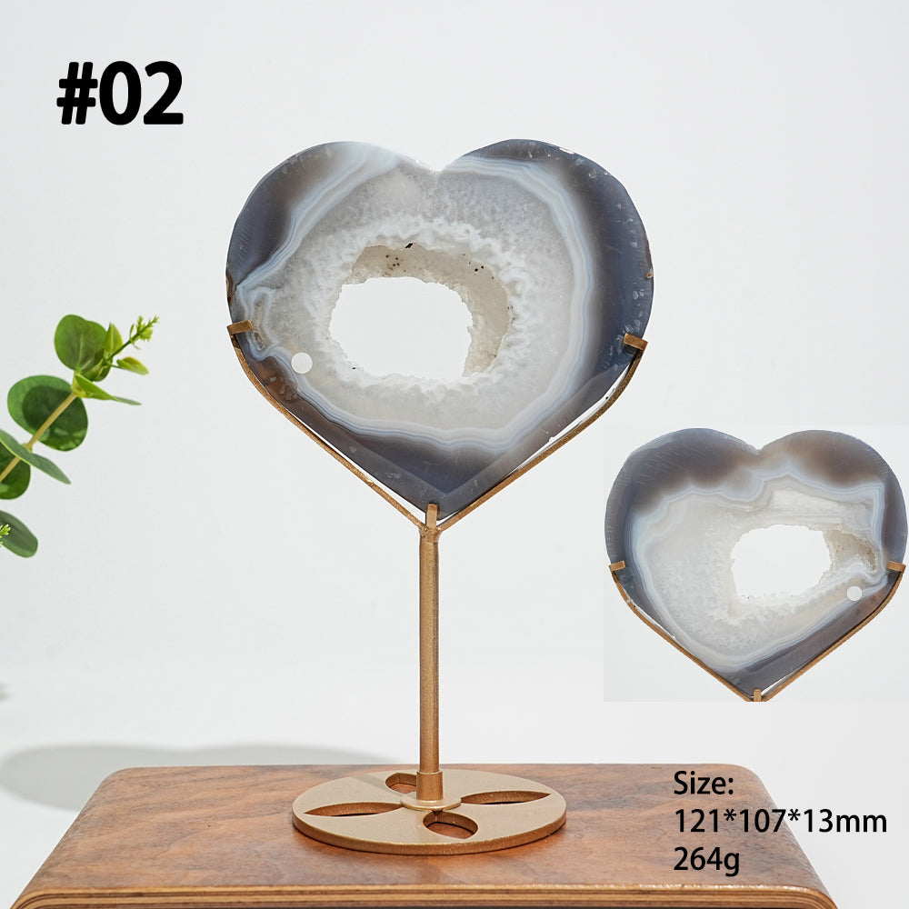 Unique,A Slightly Imperfect Natural Agate Geode Heart