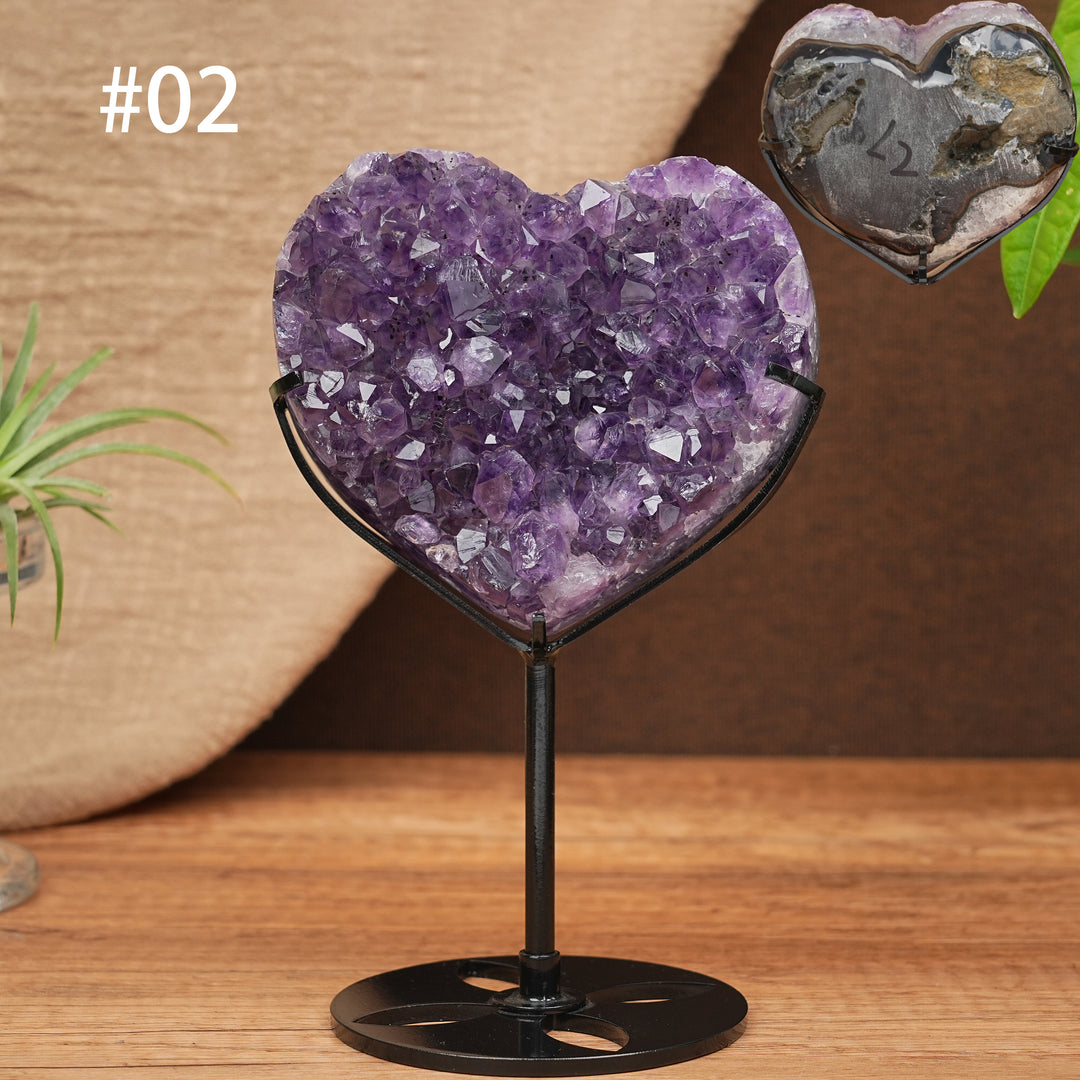 Unique, Natural Amethyst Cluster Heart Ornament