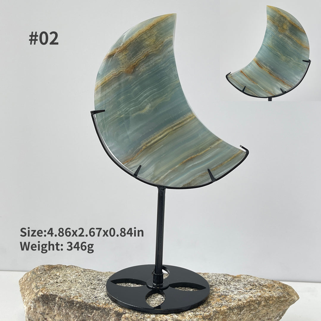 Unique, Natural Lemurian Aquatine Calcite Moon