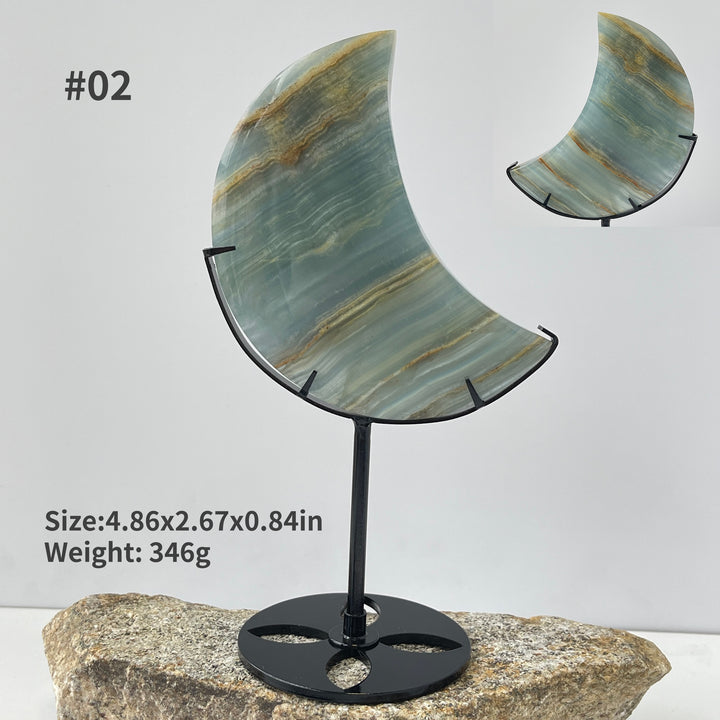 Unique, Natural Lemurian Aquatine Calcite Moon